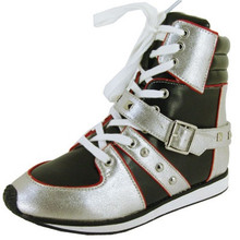 Qupid Pippa-09 Studded Metallic Lace Up Sneaker