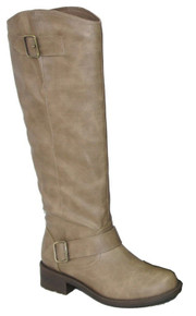 Qupid Relax-122 Buckle Round Toe Riding Knee High Boot