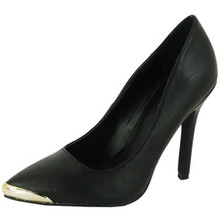 Qupid Potion-64X Leatherette Metallic Toe Cap Pump