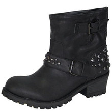 Qupid Reactor-22 Studded Buckle Ankle Bootie