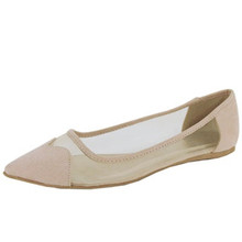 Qupid Pointer-14 Mesh Pointy Toe Ballet Flat
