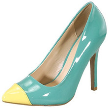 Qupid Potion-05 Patent Two Tone Toe Cap Pump