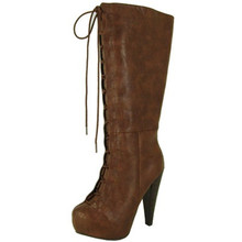 Qupid Rosalia-07 Lace Up Knee High Boot