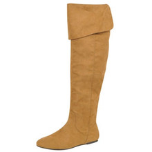 Qupid Proud-09 Suede Cuff Slouchy Thigh High Boot