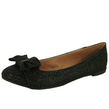 Qupid Salya-584 Glitter Bow Loafer Flat