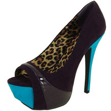 Qupid Psyche-12 Two Tone Open Toe Platform Pump
