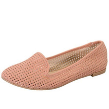 Qupid Salya-605 Nubuck Perforated Loafer Flat