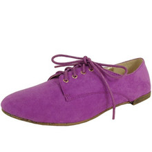 Qupid Salya-585 Suede Lace Up Oxford Flat