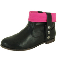 Qupid Strip-74 Cuff Round Toe Ankle Bootie