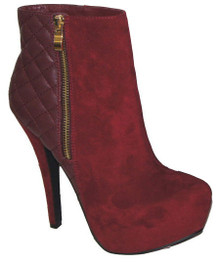 Qupid Task-23 Quilted Almond Toe Platform Ankle Bootie
