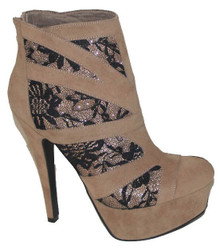 Qupid Task-25 Round Toe Laced Platform Bootie