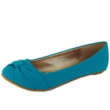 Qupid Thesis-225 Chiffon Bow Round Toe Ballet Flat