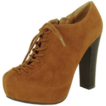 Qupid Theron-03 Suede Lace Up Platform Bootie