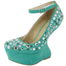 Qupid Ting-18 Jeweled Embellished Heel Less Curved Wedge