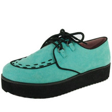 Qupid Tiki-06 Round Toe Lace Up Flatform Creeper