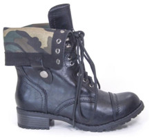 Soda Oralee Foldable Military Combat Laced Up Boot