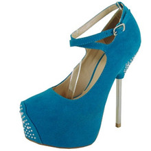 Qupid Treasure-06 Jeweled Round Toe Platform Pump