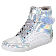 Qupid Tristan-01 Perforated Lace Up Wedge Sneaker