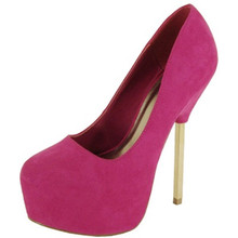Qupid Treasure-01 Suede Almond Toe Platform Pump