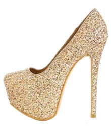 Alba Footwear Yang-27 Green Glitter Texture Hidden Platform Pump