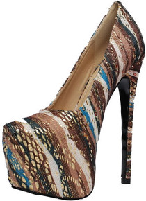 Alba Footwear Yang-7 Multicolor Lace Sequin Pointy Toe Platform Pump