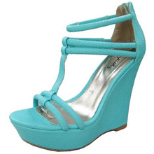 Qupid Bikini-271 Snake Strappy Open Toe Wedge