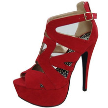 Qupid Confess-35 Caged Open Toe Stiletto Heel