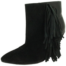 Qupid Maddox-07 Fringe Wedge Heel Ankle Boot Bootie
