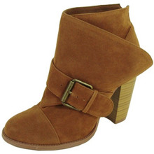 Qupid Miley-24 Buckle Round Toe Ankle Bootie