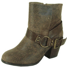 Qupid Maze-07 Buckle Round Toe Ankle Bootie