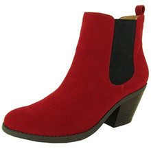 Qupid Muse-63 Velvet Round Toe Ankle Bootie