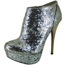 Qupid Neutral-237 Glitter High Heel Bootie