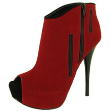 Qupid Neutral-300 Zipper Peep Toe Bootie