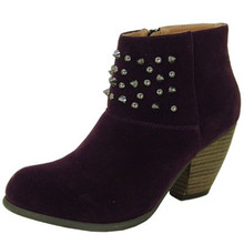 Qupid Priority-46 Velvet Studded Spike Bootie