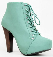 Qupid Puffin-06 Lace Up Ankle Bootie