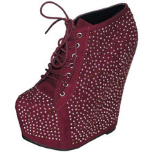 Qupid Vanish-01X Studded Platform Wedge Bootie