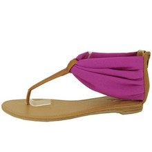 Qupid Agency-186 Chiffon T-Strap Flat Sandal