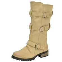 Qupid Bamboo Montage-01N Buckle Riding Knee High Boot