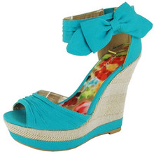 Qupid Bikini-259 One Band Ankle Strap Wedge Sandal