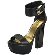 Qupid Arctic-21A Leatherette Ankle Strap Platform Sandal