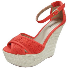 Qupid Finder-161 Crochet Braided Platform Wedge