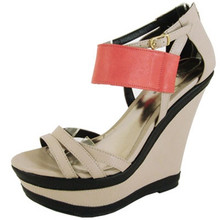 Qupid Finder-171 Strappy Open Toe Platform Wedge