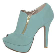 Qupid Gaze-311 Nubuck Peep Toe Platform Bootie