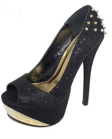 Qupid Count-08 Glitter Studded Spike Platform Pump