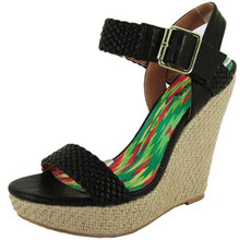 Qupid Glory-24XX Braided Open Toe Platform Wedge
