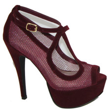 Qupid Confess-34 T-Strap Peep Toe Platform Pump