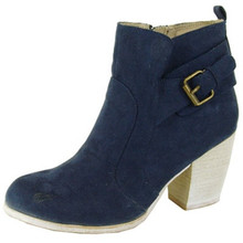 Qupid Maze-09 Suede Buckle Ankle Bootie