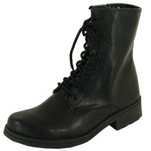 Qupid Missile-04 Distressed Metallic Military Lace Up Bootie