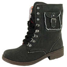 Qupid Missile-13 Round Toe Lace Up Military Bootie