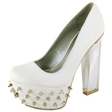 Qupid Monte-03 Lucite Studded Spike Platform Pump